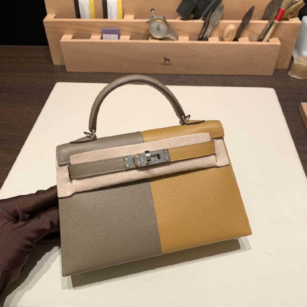 new ❤️mini kelly casaque 18 大象灰/ S2 芝麻色/内拼 2Z 午夜蓝