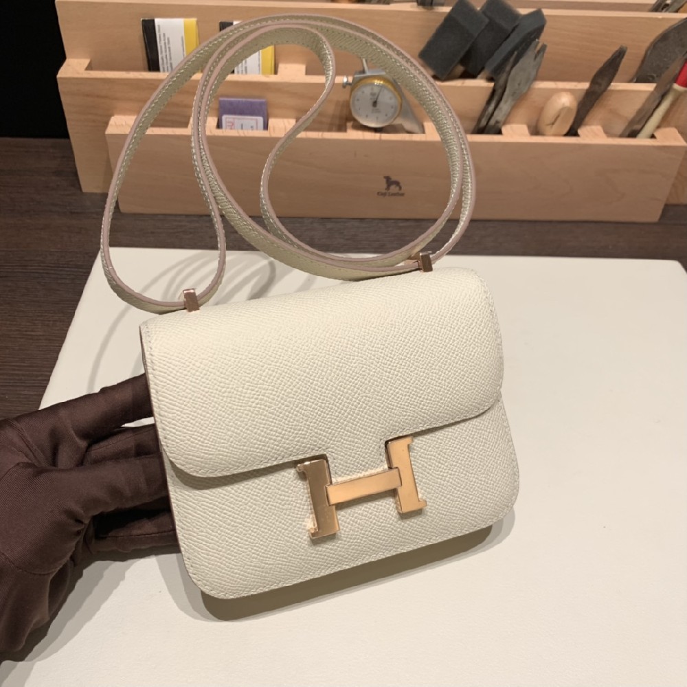 mini Constance epsom 奶昔白 玫瑰金扣