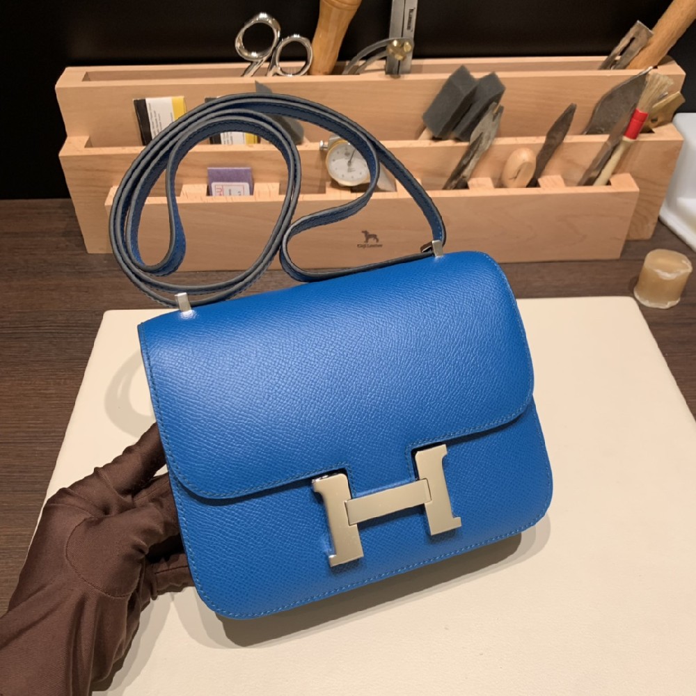 Constance 19cm epsom 普鲁士蓝 银扣