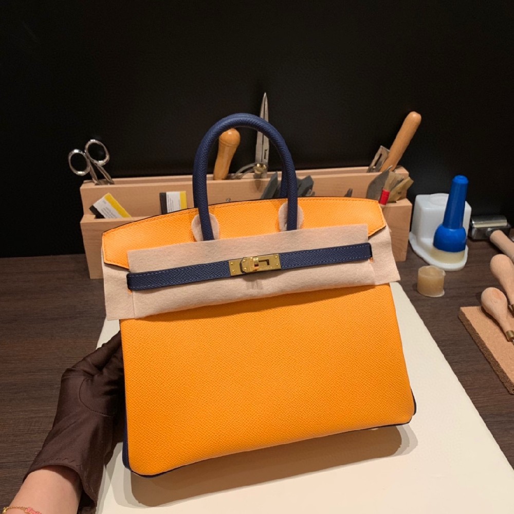 现货❤️25cm birkin epsom 太阳黄拼宝石蓝 拉丝金扣