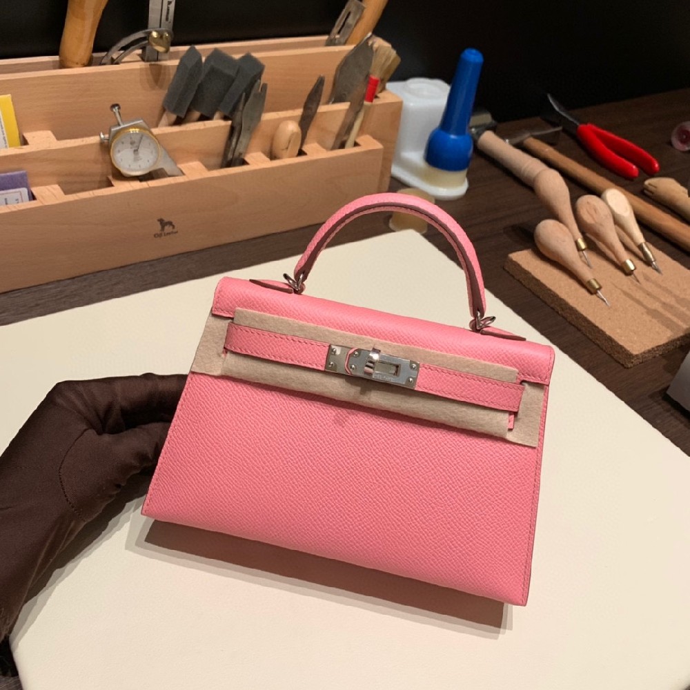 1Q 奶昔粉 kelly mini 19cm ❤️epsom 银扣 粉嫩少女心