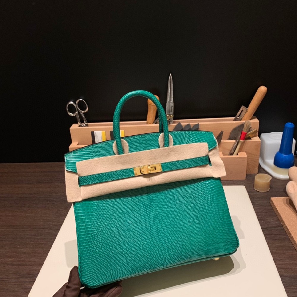 stock～birkin 25cm  竹子绿 金扣 💫   lizard蜥蜴皮
