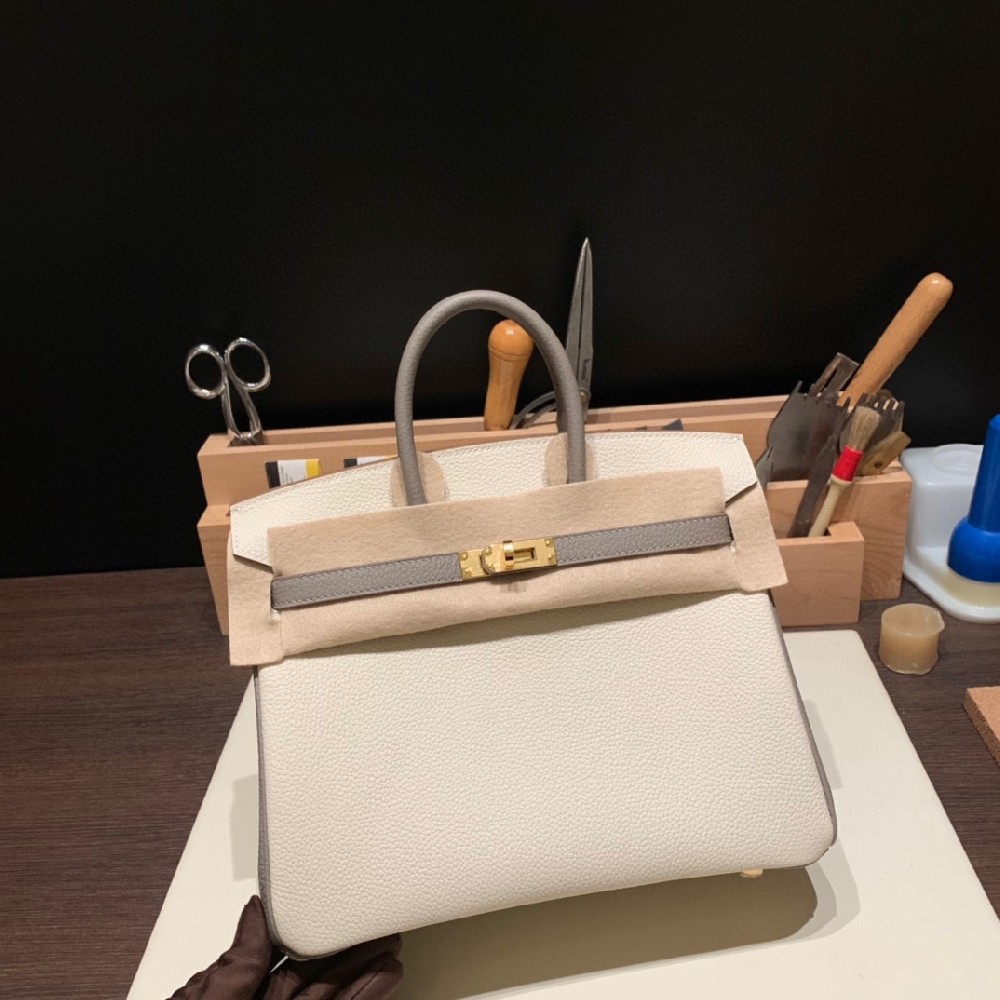 过年聚会 旅游 逛街 都少不了的拼色系列 25cm birkin togo 奶昔白拼沥青灰 金扣 ⏰倒数第六天 停止预订单
